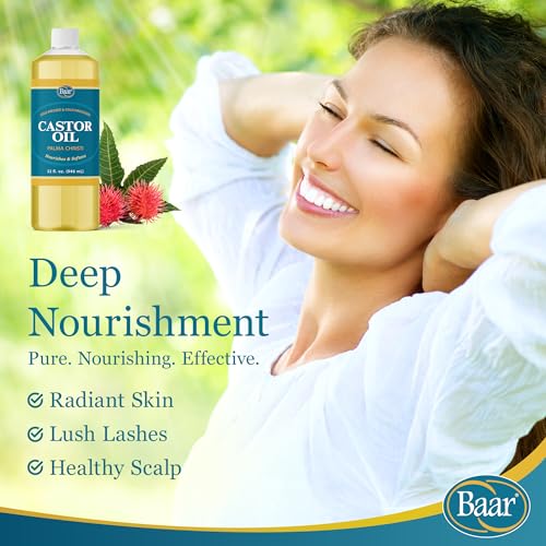 Baar 32 oz Cold-Pressed Hexane-Free Castor Oil for Skin, Hair, Massage — Pack of 1
