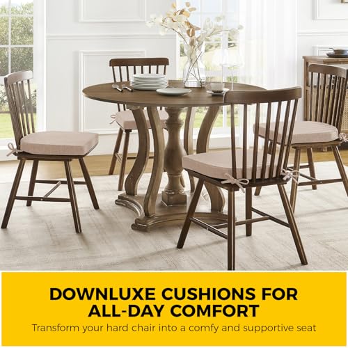 downluxe Oatmeal Beige 6 Pack Indoor Chair Cushions 16x16x2 with Ties & Non-Slip Backing