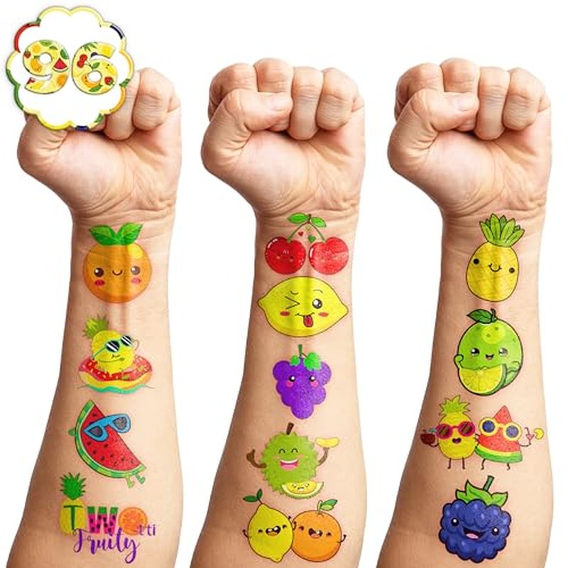 100 PCS Yellow Lemon Birthday Party Decorations Supplies Favors Lemonade Pink Small Lemon Summer Spring Fruit Decor Stickers Temporary Tattoos For Girls Boys Gift School Prizes Rewards (Fruit)