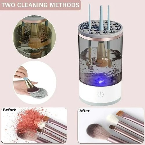 Beauty Swirl Cosmetic Brush Cleaner, Makeup Brush Cleaner, The Cozy Luna Brush Cleaner, Electric Makeup Brush Cleaner Machine for Deep Cleaning All Size Makeup Brus (1PC Transparent)