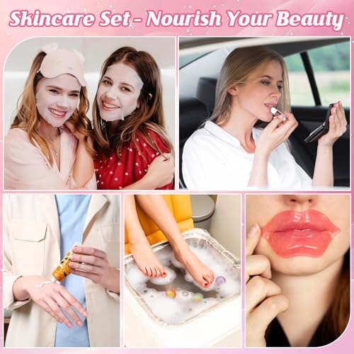 Complete Spa Party Set for Girls & Women - Face Masks, Lip Balm, Foot Bath Bombs & More