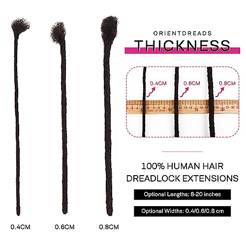 Orientdreads Handmade Human Hair Dreadlock Extensions Natural Black 0.8cm Thick 6in 20 Strands