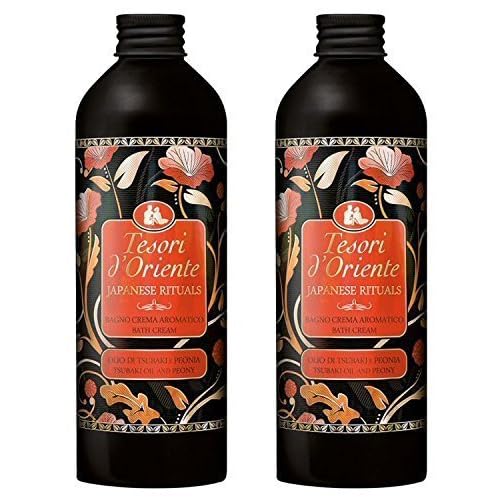 Tesori d'Oriente: "Japanese Rituals" Bath Cream with Tsubaki Oil and Peony 16.9 Fluid Ounce (500ml) Bottles (Pack of 2) [ Italian Import ]