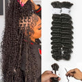 Deep Wave Human Hair for Braiding - 24 Inch Natural Black, 2 Bundles