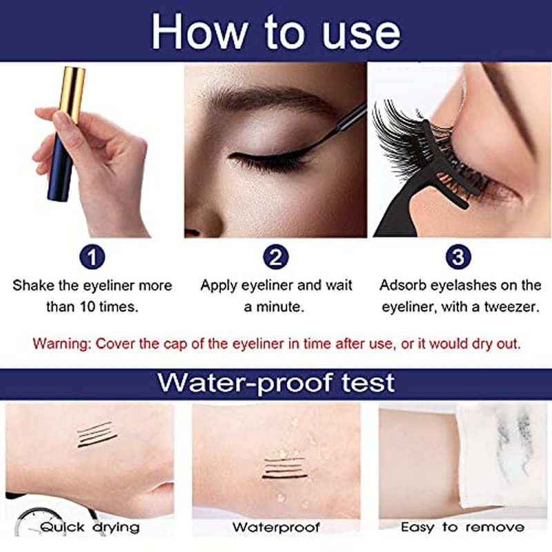 Magnetic Eyelashes with Eyeliner Kit,Magnetic Lashes with Eyeliner Set,False Eyelashes for Women with Applicator,Reusable Magnet Lash Set,Natural Look,Easy,Cruelty-Free.