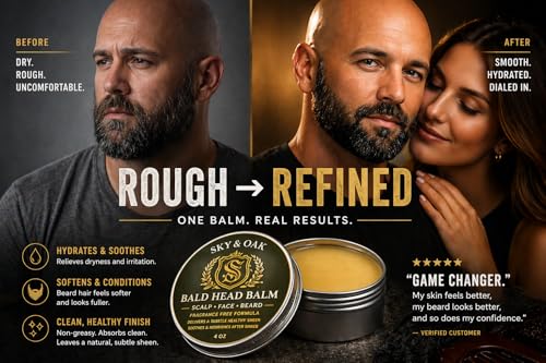 Bald Head Balm for Men 4 oz - Fragrance-Free Scalp & Face Moisturizer