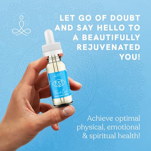 Third Eye Chakra Facial Serum Essential Oil Blend, Natural & Organic Moisturizing Serum for Face with Sunflower, Argan, Apricot, Rosemary, Lavender Oils for Spiritual Journey, Peace, Deeper Connection