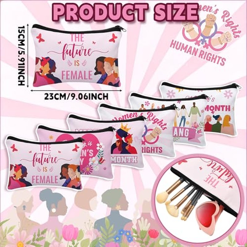 24 Pcs Women's History Month Gifts Bulk International Womens Day Gifts Feminist Awareness Makeup Bags Women Empowerment Party Favors for March 8th Female Rights Celebration Event