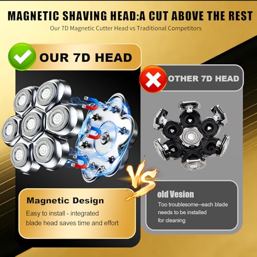 MEMIRY 2-Pack 7D Magnetic Floating Replacement Heads for Rotary Shavers