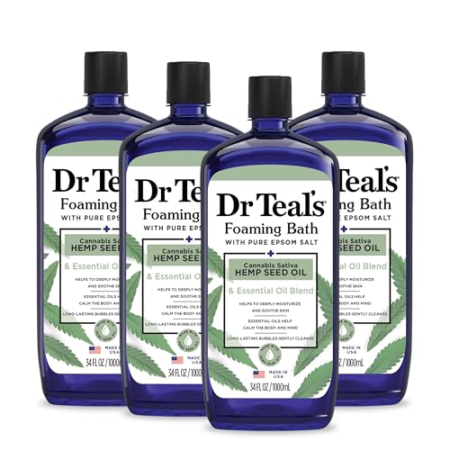 Foaming Bath with Epsom Salt and Hemp Seed Oil - 34 Fl Oz, Pack of 4 - Hemp Variation