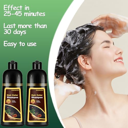 Hair Dye Shampoo 3-in-1 for Gray Coverage Dark Coffee - Easy At-Home Root Touch Up