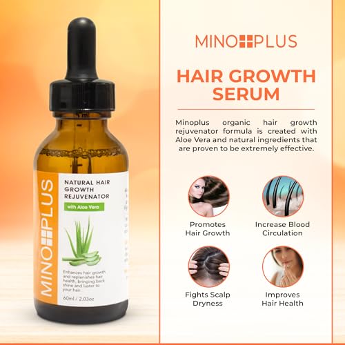 Natural Hair Growth Serum with Aloe Vera - 60ml / 2fl oz - Pack of 2 for Thicker, Stronger Hair