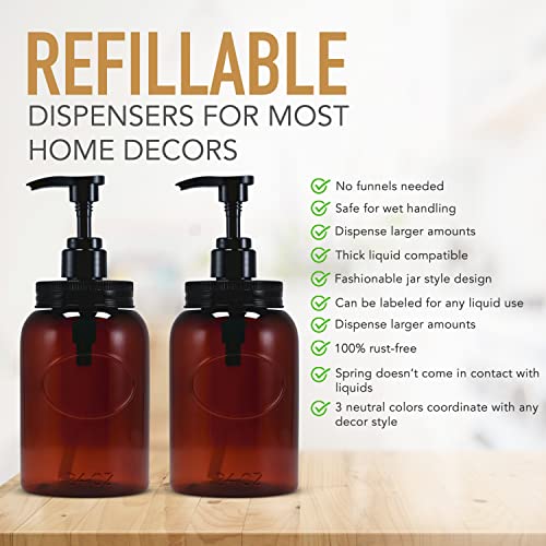 Bottiful Home Amber 24 oz Wide Mouth Plastic Dispenser Bottles Set of 4