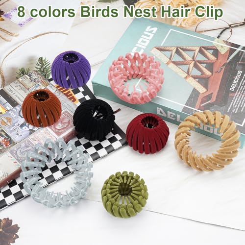 8PCS Bird Nest Hair Clips - Expandable Hair Bun Maker for Women - Mix D
