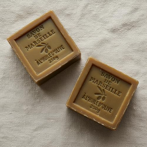 Marseille Soap 2-Pack - 8.8 oz Natural French Vegetable Oil Hypoallergenic