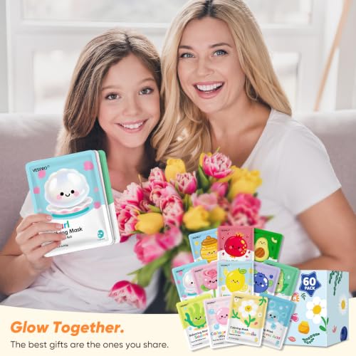 60 Pack Collagen Facial Masks Set - Moisturizing & Rejuvenating Skin Care