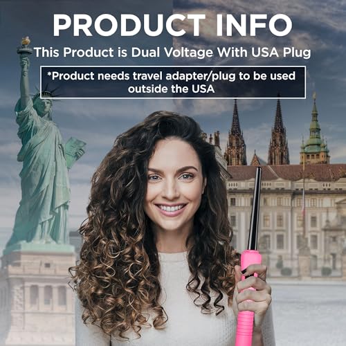 HerStyler Baby Curls Mini Curling Iron - 9-13mm Tapered Barrel - Pink - Travel Size