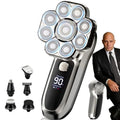 9D Head Shaver for Bald Men, 6-in-1 Electric Grooming Kit, Cordless Rechargeable Wet & Dry Waterproof Skull Razor with Nose Trimmer, Hair Clipper & Body Grooming Attachments