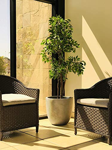 Large 18-Inch Round Concrete Planter - Weathered Finish for Indoor & Outdoor Use