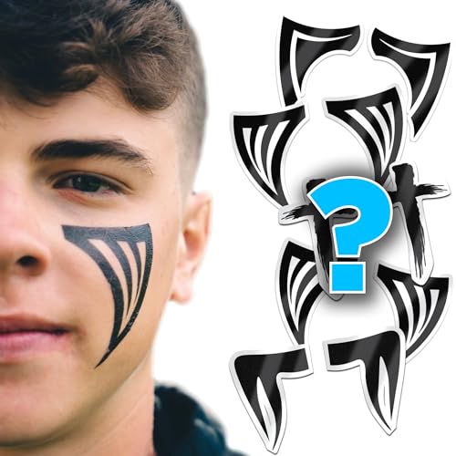 Sports Eye Black Temporary Tattoos (Mystery - 24 Pack) Made in The USA No Grease, No Mess, Fast Application Eye Black Accessories for Football, Baseball, Softball, Lacrosse & More