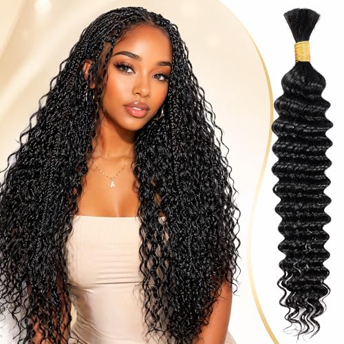 Deep Water Wave Human Hair Bundles 24 Inch Boho Braiding Hair No Weft 50g