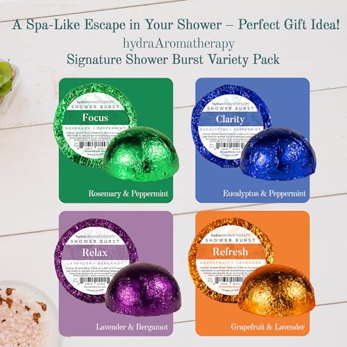 hydraAromatherapy Signature Shower Burst Variety Pack - Natural Aromatherapy Shower Steamers