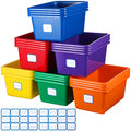 Classroom Storage Bins Set of 24 - Colorful Plastic Cubby Organizers 11.5 x 7.5 x 5 Inch