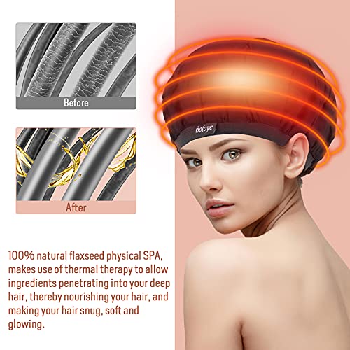 Flaxseed Deep Conditioning Heat Cap - Black, Microwave Hot Hair Care & Styling (10 pcs)