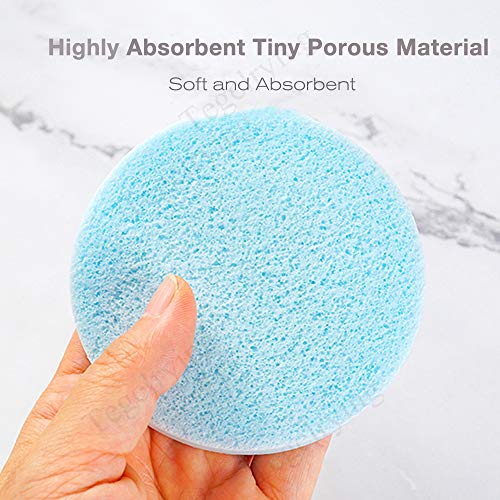 Facial Sponge Compressed,240 Count PVA Professional Makeup Removal Wash Round Face Sponge Pads Exfoliating Cleansing for Women,Blue