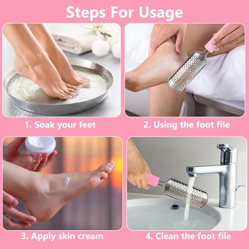 OWIIZI Back Scrubber Brush for Shower & Foot Scraper Callus Remover Set, Body Bath Brushes Long Handle Skin Exfoliator for Men Women Wet Dry Use, Foot Grater for Dead Skin Foot Scraper Pedicure Tools