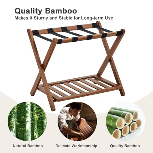 Oakvivo Walnut Fully Assembled Luggage Rack for Guest Room - 1 Pcs
