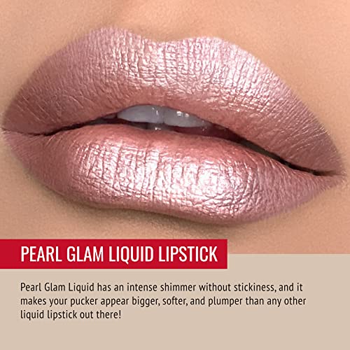 Runway Rogue ¡®Soft Box¡¯ Nude-Pink Pearl Glam Shimmer Long Wear Liquid Lipstick Bundle with ¡®Spotlight¡¯ Matte Light-Beige Designer Liner Lip Liner