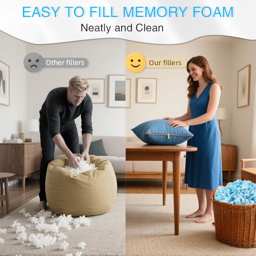 Hem Dgpy 30lb Blue and White Shredded Memory Foam Bean Bag Filler - Soft & Supportive