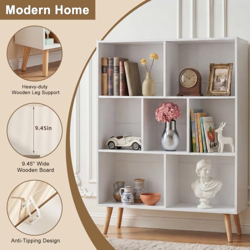 White 3-Tier Cube Bookshelf - 80cm Modern Storage Organizer for Living Room