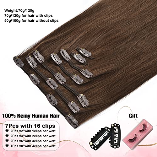 Senmy Remy Clip-In Human Hair Extensions 18 Inch #4 Medium Brown