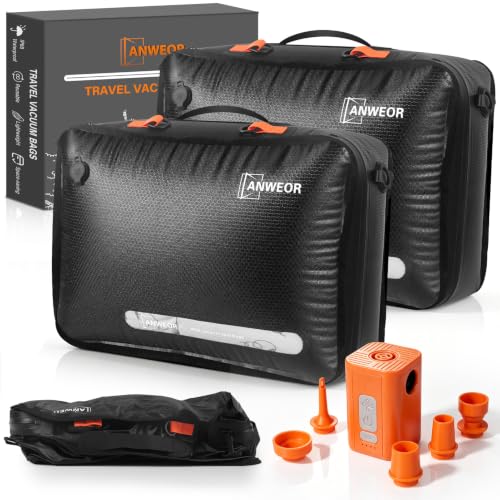 Vacuum Travel Bags 2 Pack with Pump for Suitcase, Waterproof 30L Compression Storage