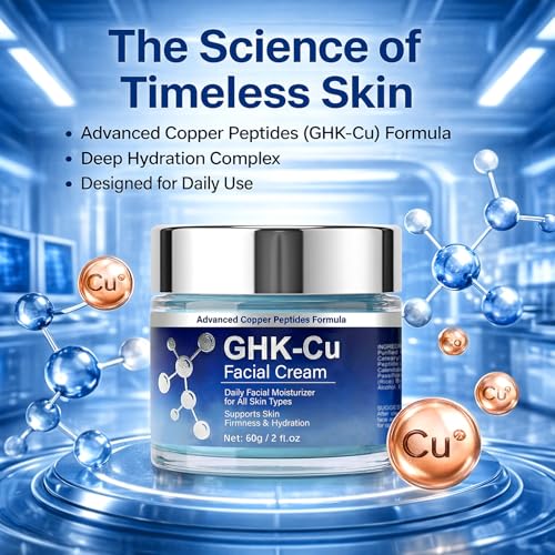 GHK-Cu Copper Peptide Face Cream, Peptides for Skin Firmness & Hydration, Daily Moisturizer with GHK-Cu