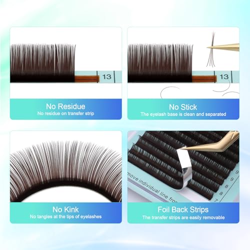 NAGARAKU Dark Brown Color Individual Eyelash Extensions Classic Lashes Faux Mink Soft False Eye Lashes Supplies 20 Rows(0.07mm C curl 10mm)