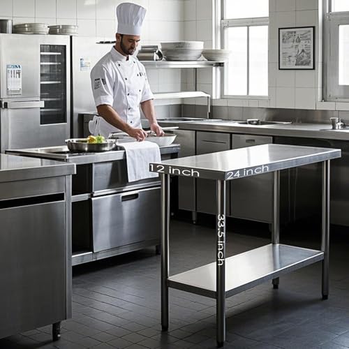 24x12 Inch NSF Stainless Steel Prep Work Table with Undershelf (HXCFYP) – Industrial Kitchen