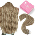 YoungSee Micro Bead Hair Extensions Highlight Microlink Human Hair Light Brown Blonde 14 Inch Variation P8A/60, 57g