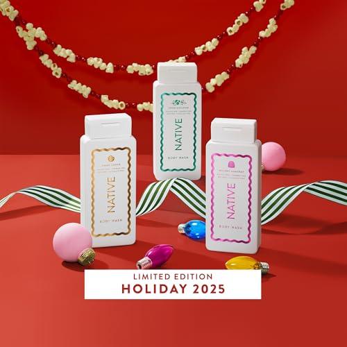 Native Body Wash, Holiday Edition, Sugar Cookie Scent, Contains Naturally Derived Ingredients | For Women & Men, Sulfate, Paraben, & Dye Free Leaving Skin Soft and Hydrated | 18 oz