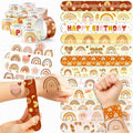 48PCS Boho Rainbow Party Set - 24PCS Temporary Tattoos & 24PCS Slap Bracelets - Fun Birthday Supplies, Baby Shower Gifts, Classroom Rewards & Boho-Themed Decor for Kids (Boys & Girls)