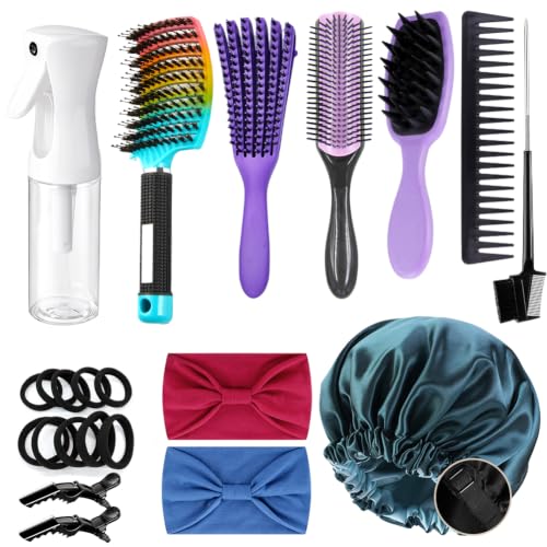 Aozzy Gradient 12-Piece Curly Hair Detangling Brush Set for 3A-4C Afro Textures