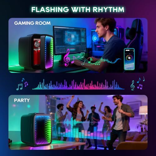 BEICHEN 4L Mini Fridge Black with APP Light Controller for Gaming & Bedroom