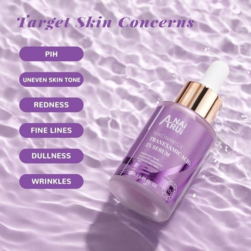 ANAI RUI 5% Tranexamic Acid Serum With Niacinamide, Kojic Acid, Arbutin, Dark Spot Care, PIH, for Uneven Skin Tone 1FL.Oz