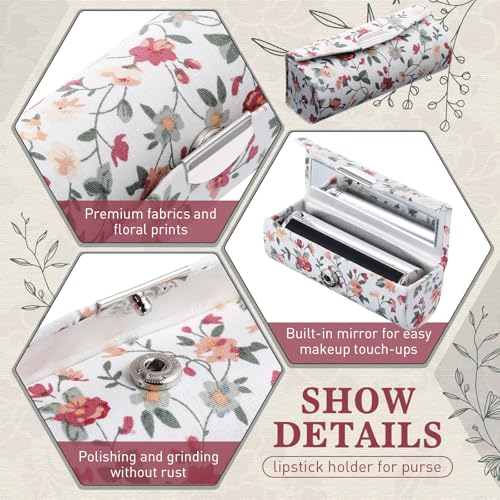 16 Pcs Operation Christmas Items Bulk Lipstick Case with Mirror Ladies Floral Portable Lipstick Case Cosmetic Storage Kit Makeup Travel Cases Organizer Bag for Christmas Bags Stuffers