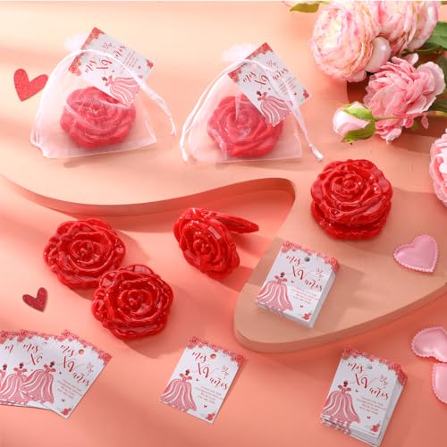 Red Rose Quinceañera Party Favors Set - 50 Compact Mirrors & Accessories