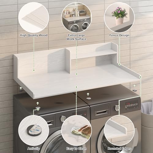 FUNHUKSON White 2-Tier Laundry Countertop Shelf for Washer & Dryer 54"