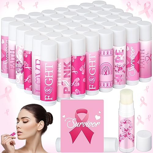 Siifert 50 Breast Cancer Awareness Lip Balms - Pink Ribbon Bulk Moisturizing Gift Set