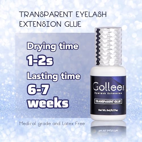 Transparent Eyelash Extension Glue Lash Glue for Eyelash Extensions - (0.17fl.oz / 5ml) 1-2 S Fast Drying/Retention 6 Week/Clear Eyelash Adhesive for Eyelash Extensions Professional Supplies